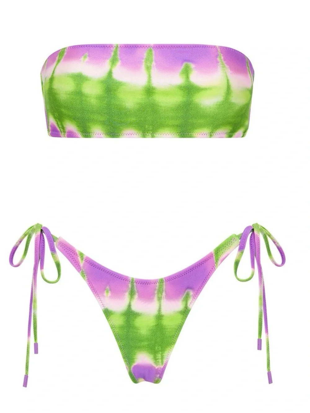 triangl swimwear Green and Purple Tie-Dye Bandeau String Bikini